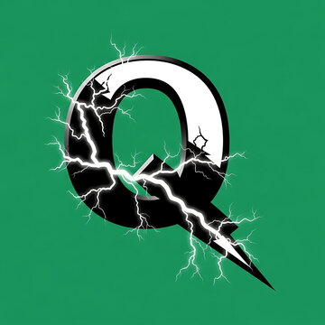 Large letter Q with lightning bolts.