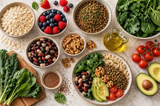healthy foods support ldl cholesterol reduction on a table