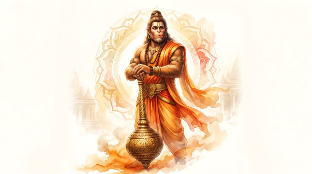 Lord Hanuman Ji Powerful Warrior Deity Indian Hindu Festival Background