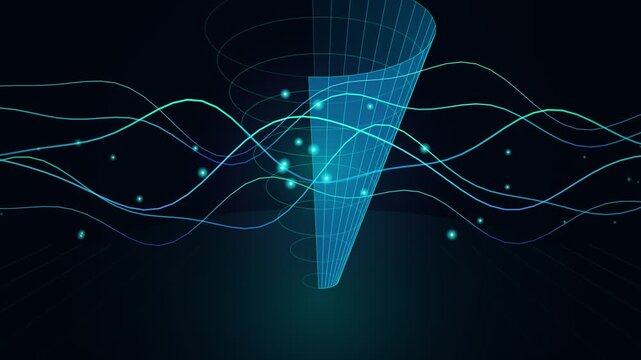 Motion wave music visualization with blue neon digital frequency 4K 60 FPS