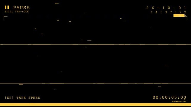 vhs overlay glitch screen with retro pause analog tape distortion effect for vintage video editing