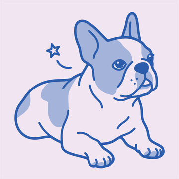 Cute french bulldog illustration in a simple flat vector style