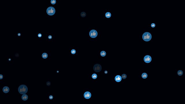 Floating love reactions for social media live streaming on black background, like emoji in social media like floating icons animation, Live streaming animated hearts like emoji stream reactions,