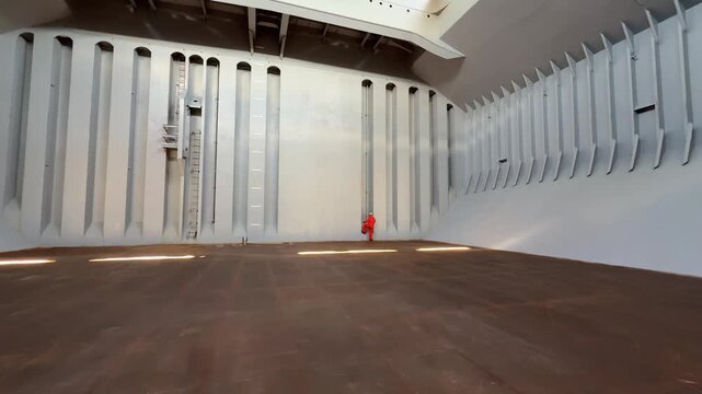 cargo compartment of the bulk carrier vessel before loading cargo.