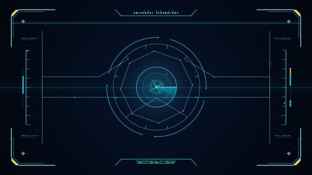 Advanced holographic interface with futuristic design and glowing blue elements on a dark background