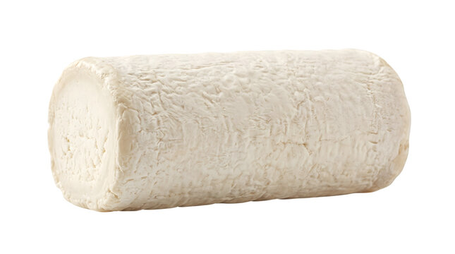 A fresh log of creamy goat cheese, isolated on transparent background, featuring a soft, wrinkled rind and smooth texture for gourmet culinary projects