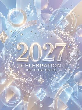 2027 celebration design with futuristic sparkle background and text