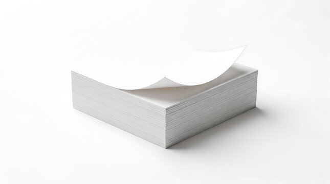 A single unopened ream of copy paper sitting on a clean white background for office supply concepts. White paper bond.