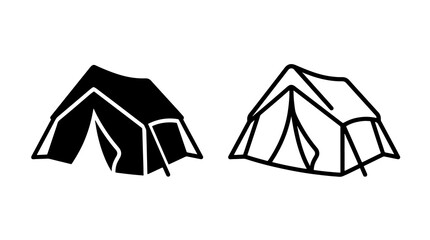 Camping tent line and silhouette icon set for outdoor travel gear © ＰＮＧ・アート