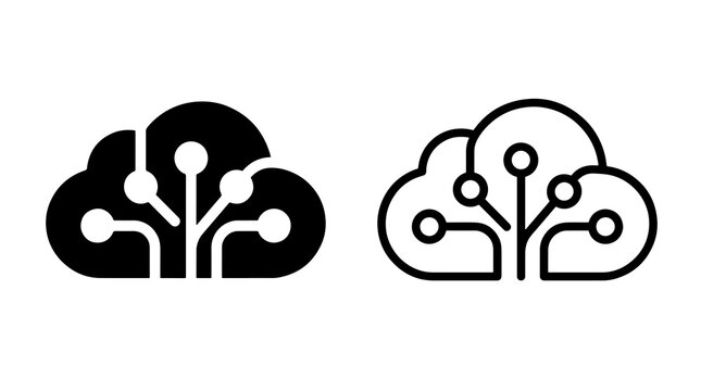 Cloud network technology icon with integrated circuit connections patterns