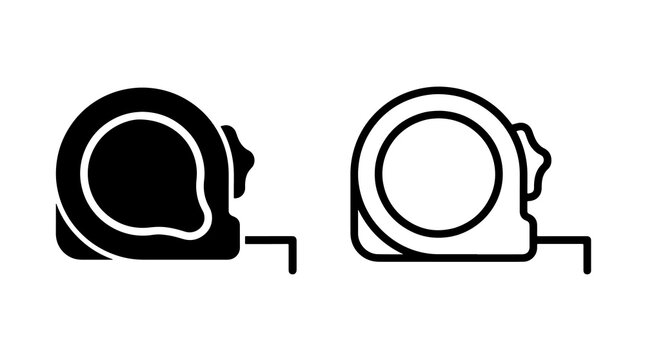 Measuring tape icons set with solid and outline design for architecture