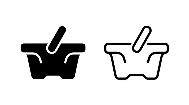 Empty shopping basket flat icon for retail checkout and mobile commerce