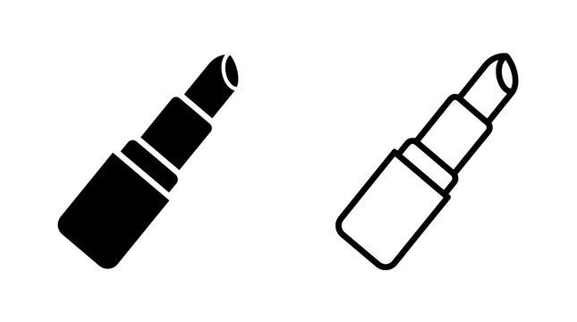 Cosmetic lipstick makeup icon set on transparent background