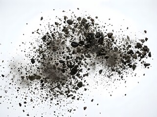 Obraz premium Explosion of small rocks and debris isolated on white background