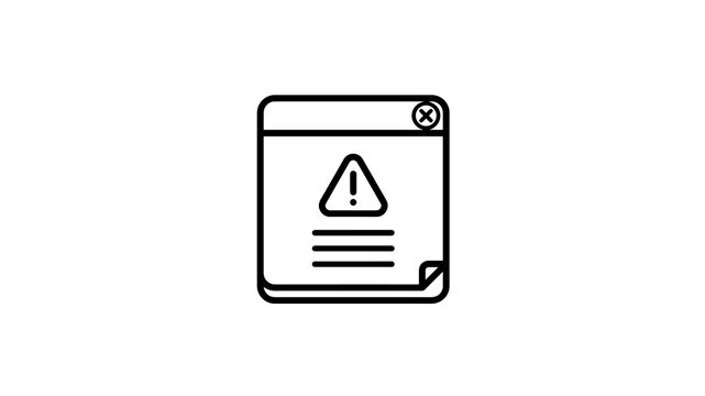 System error browser window outline featuring central warning symbol