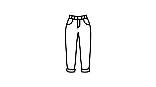 Straight leg denim pants icon with black outline for casual clothing set