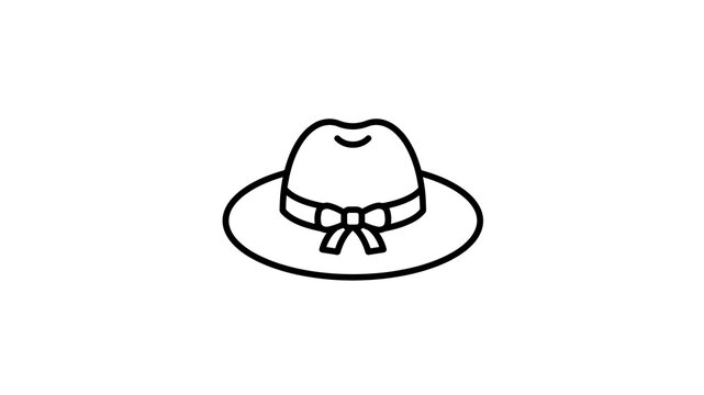 Classic fedora hat icon with ribbon bow for vintage fashion accessory