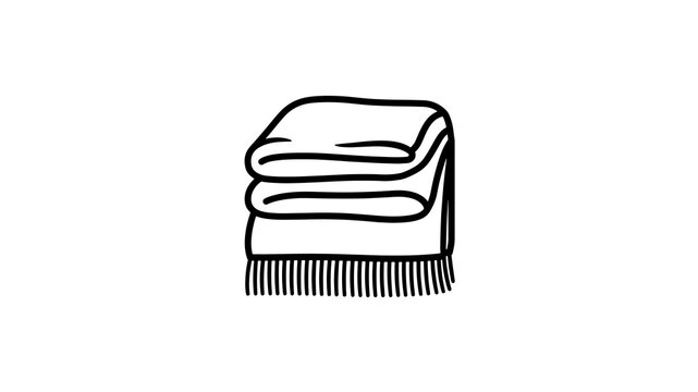 Folded blanket icon with fringe detail for interior design decor items