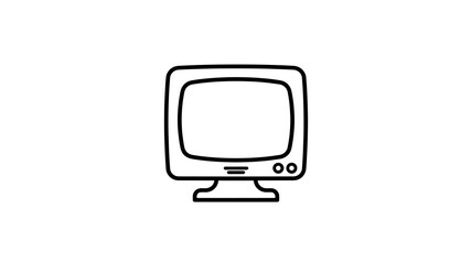 Retro monitor display unit black outline icon for digital media design © ＰＮＧ・アート