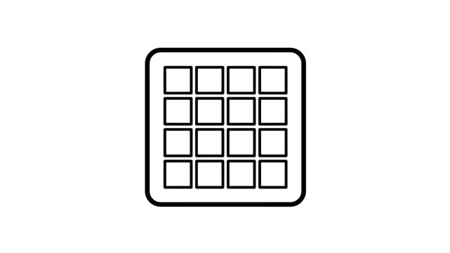 Grid layout matrix square icon with sixteen cells for user interface design