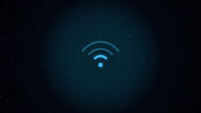 WiFi Signal Strength Indicator Blinking from Empty to Full Bars on Dark Futuristic Background, Wireless Network Connection, Internet Signal, Connectivity Status and Technology