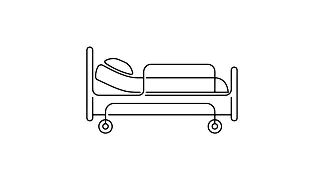 Adjustable medical hospital bed flat icon for healthcare facility design