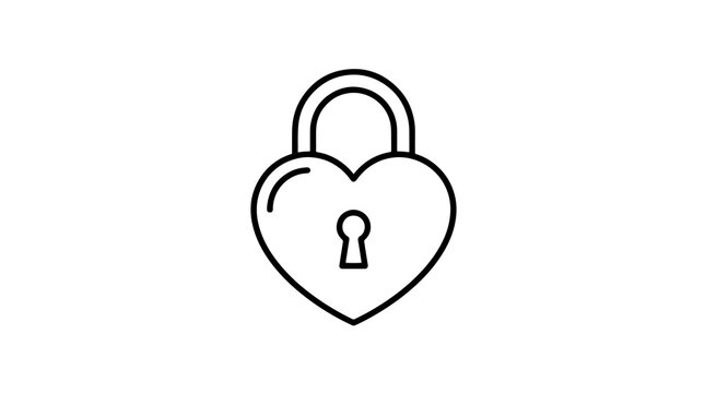 Heart shaped padlock with keyhole for romantic security concept icon