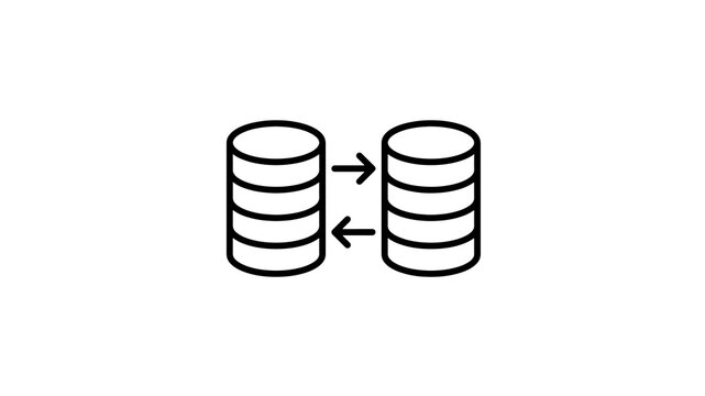 Database synchronization outline icon for data transfer and backup