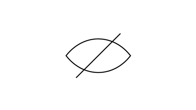 invisible eye line icon with an editable stroke on transparent background