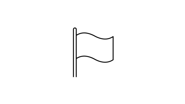 Waving flag outline symbol on pole for mark achievement or locations