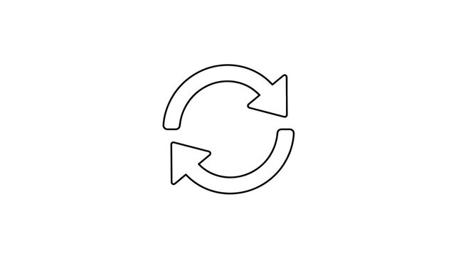 Sync loop arrows line icon on transparent background for system update