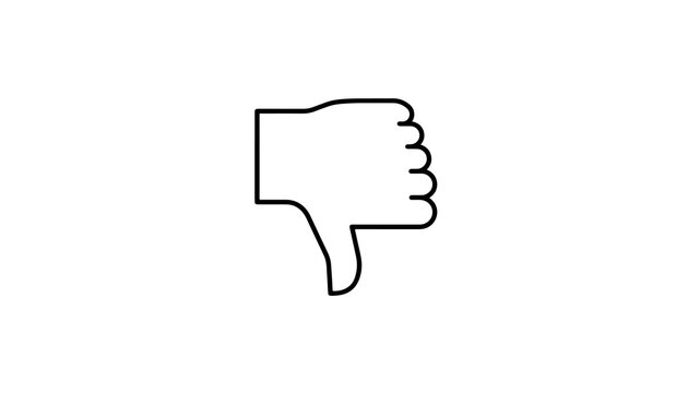 Thumbs down line icon on transparent background representing disapproval