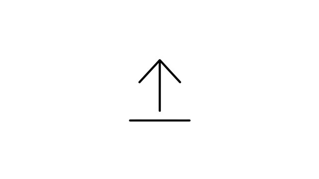 Linear upload arrow symbol for file data transfer on transparent png