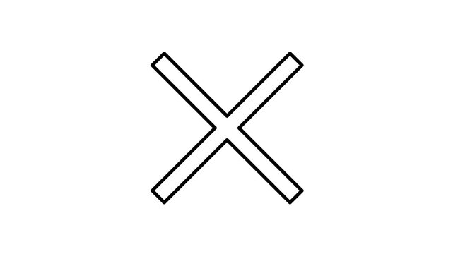 Cross mark icon with bold black lines for error or close action buttons