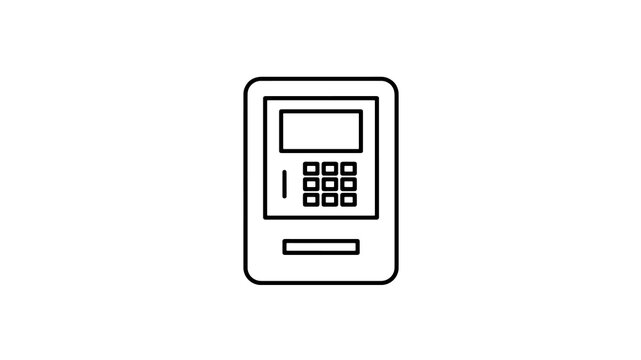 Automated teller machine icon with black outline for banking technology