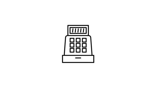 Cash register vector line icon for retail sales and checkout processes