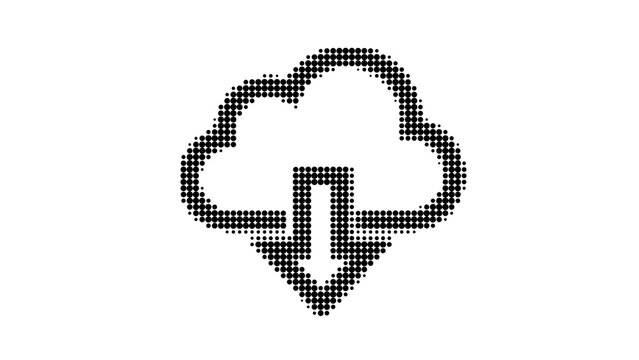 Pixelated Cloud Download Icon on Transparent Background