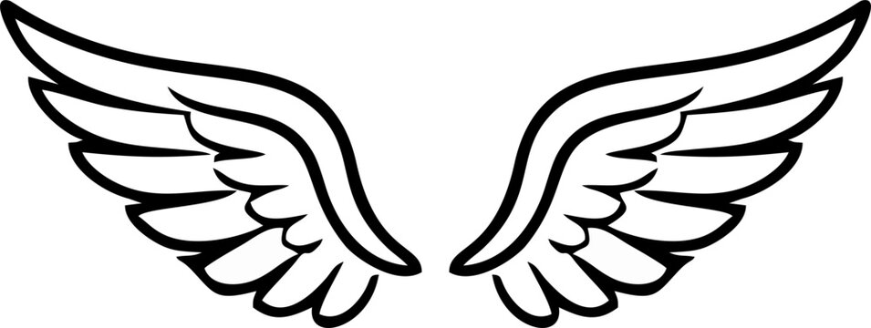 A set of cupid wings silhouette icon, wing vector Valentines Day vector isolated on transparent background