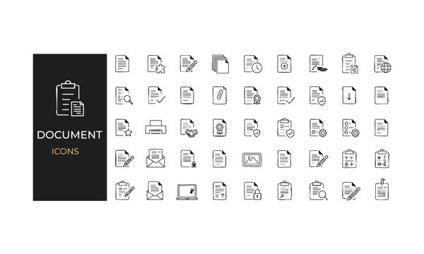Document Management and File Line Icon Collection.