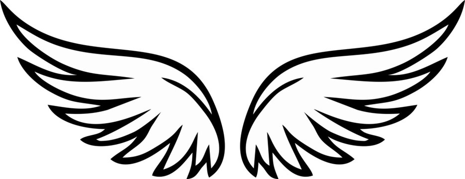 A set of cupid wings silhouette icon, wing vector Valentines Day vector isolated on transparent background