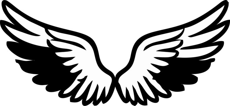A set of cupid wings silhouette icon, wing vector Valentines Day vector isolated on transparent background