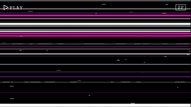 vhs glitch overlay with static noise and retro analog distortion lines on dark video screen background