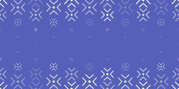 Rows of interlaced X-shaped marks vary in scale and brightness across a blue field, producing a structured woven effect for contemporary fabric, wallpaper, packaging, and branding.