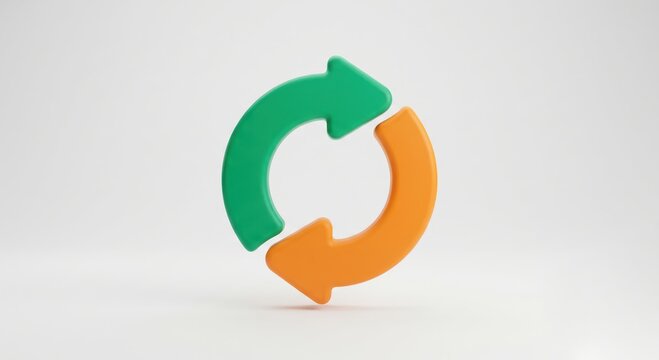 Green and orange circular arrows icon representing recycle update or reload process.