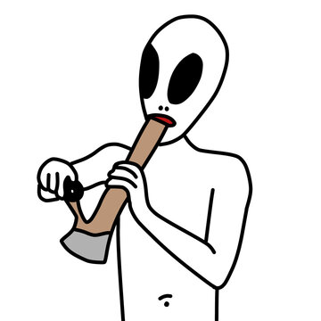 Surreal alien playing axe handle vector art