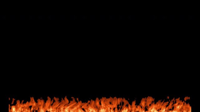 画面下部だけに広がる低い橙色の炎のループ合成素材