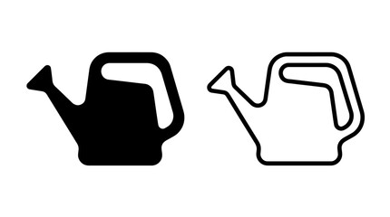 Watering can icons set in solid and outline minimalist design style © Zohan