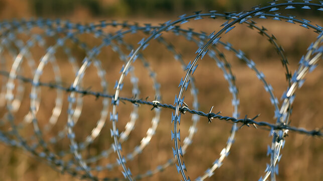 Barbed wire razor wire metal fence security barrier coil fence sharp blade spiral wire perimeter fence protection boundary barbed wire razor wire metal fence security barrier coil fence sharp