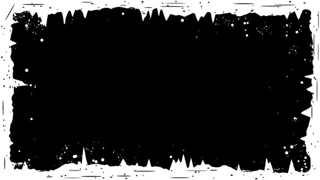 Hand Drawn grunge frame distressed border rough edges vintage overlay template 4K Animation with alpha transparent background