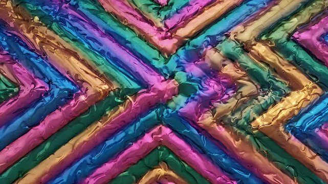 Vibrant Colorful Zigzag Pattern Background - A close-up shot of a vibrant, colorful zigzag pattern with a symmetrical design.